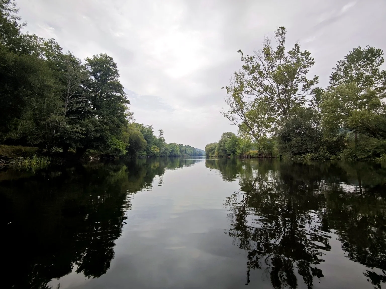 The river Miño mirror-still along the estate's own bank at MINAO